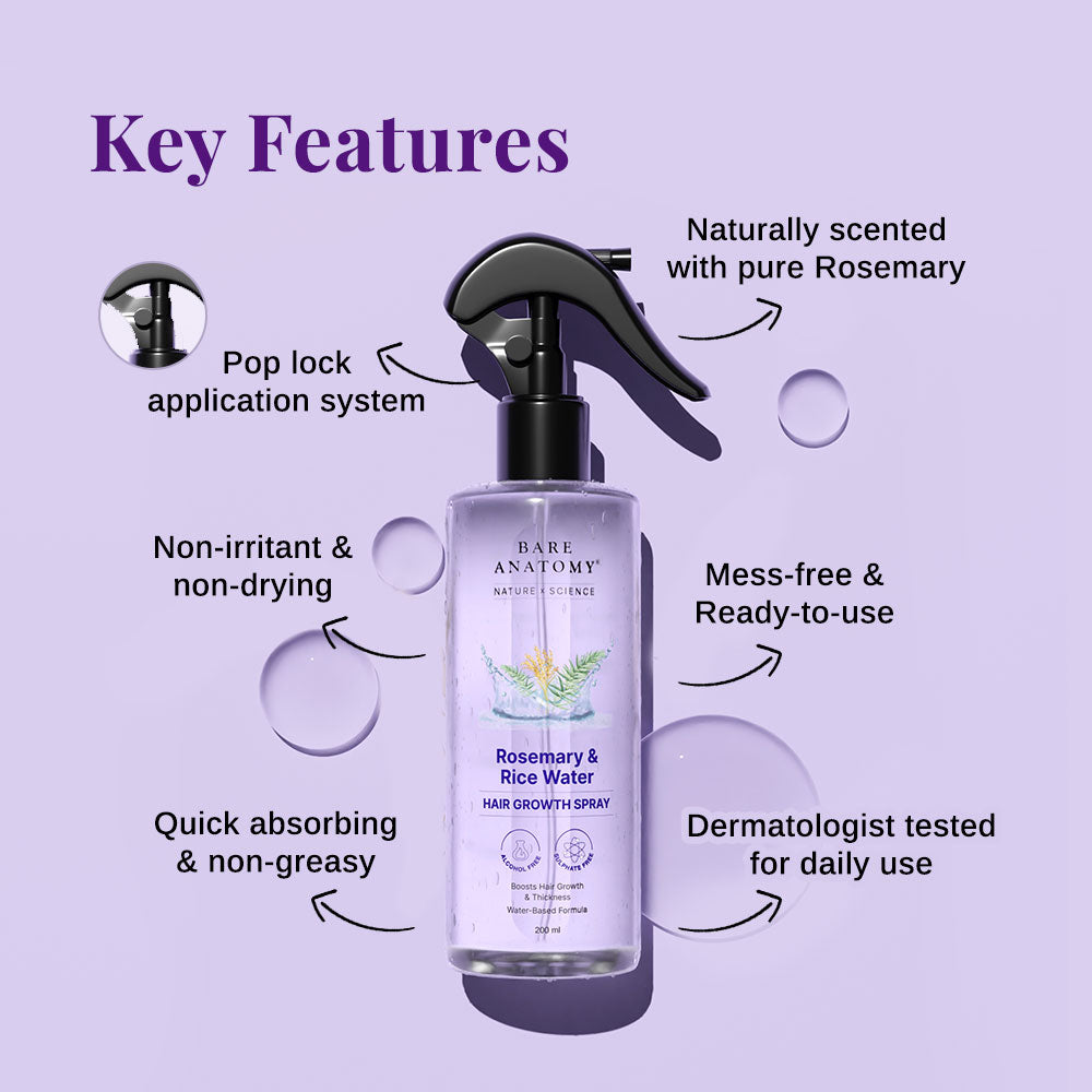 Rosemary Water Spray for Hair Growth & Hair Thickness with Rice Water