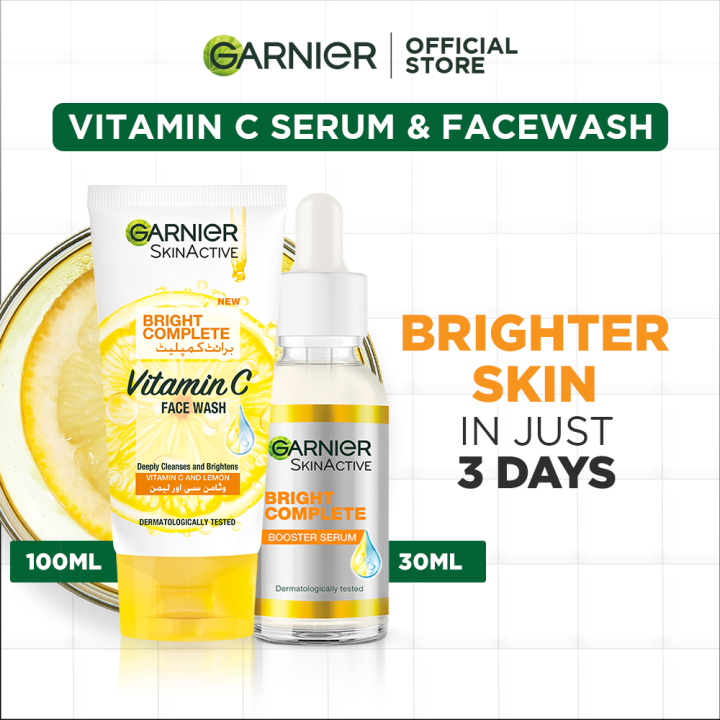 Garnier Skin Active Bright Complete Vitamin C Booster Serum 30 Ml - Contains Niacinamide